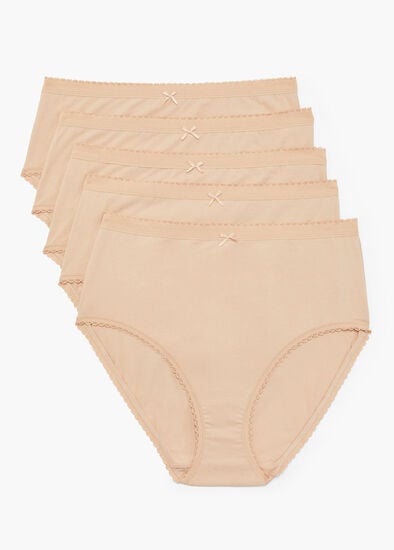 Plus Size 5 Pack Cotton Solid Briefs