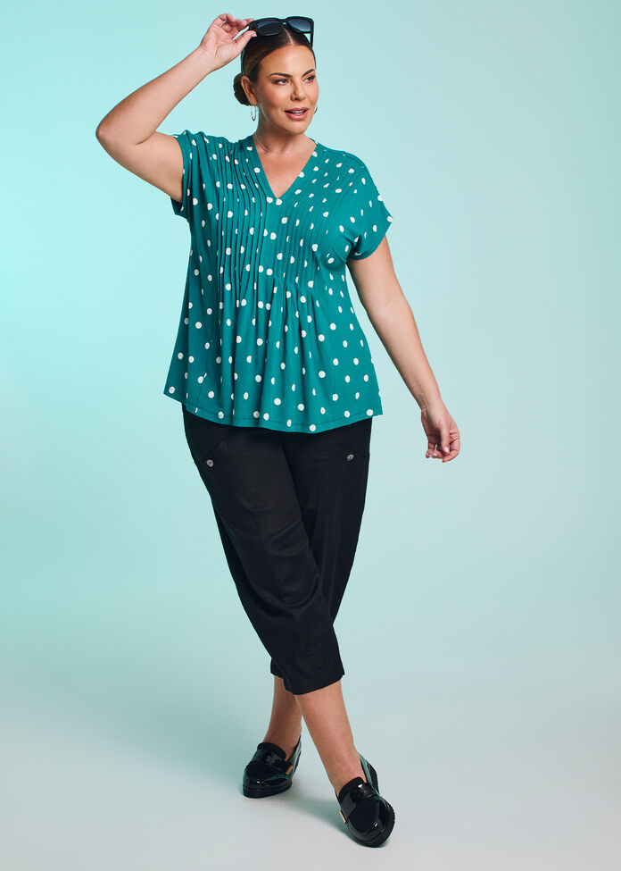 Polka Dot Pintuck Natural Top, , hi-res