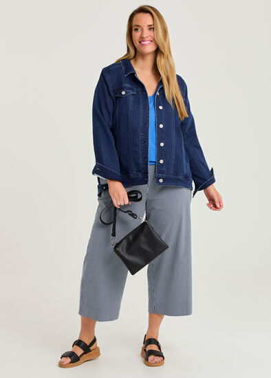Plus Size Cotton Stripe Wide Leg Crop Pant