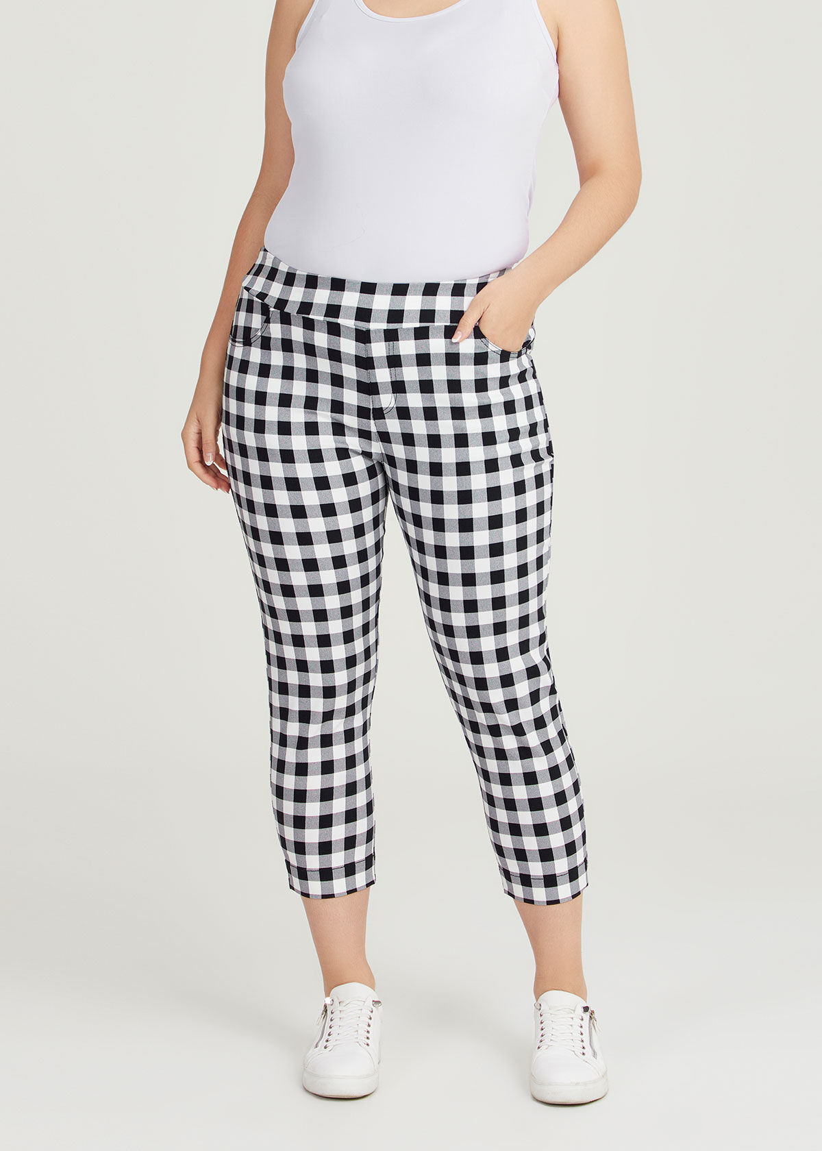 Gingham stretch on sale pants