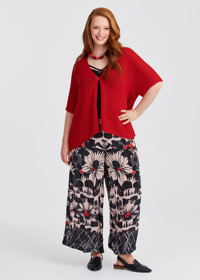 Swing Cap Sleeve Knit Cardigan, , hi-res