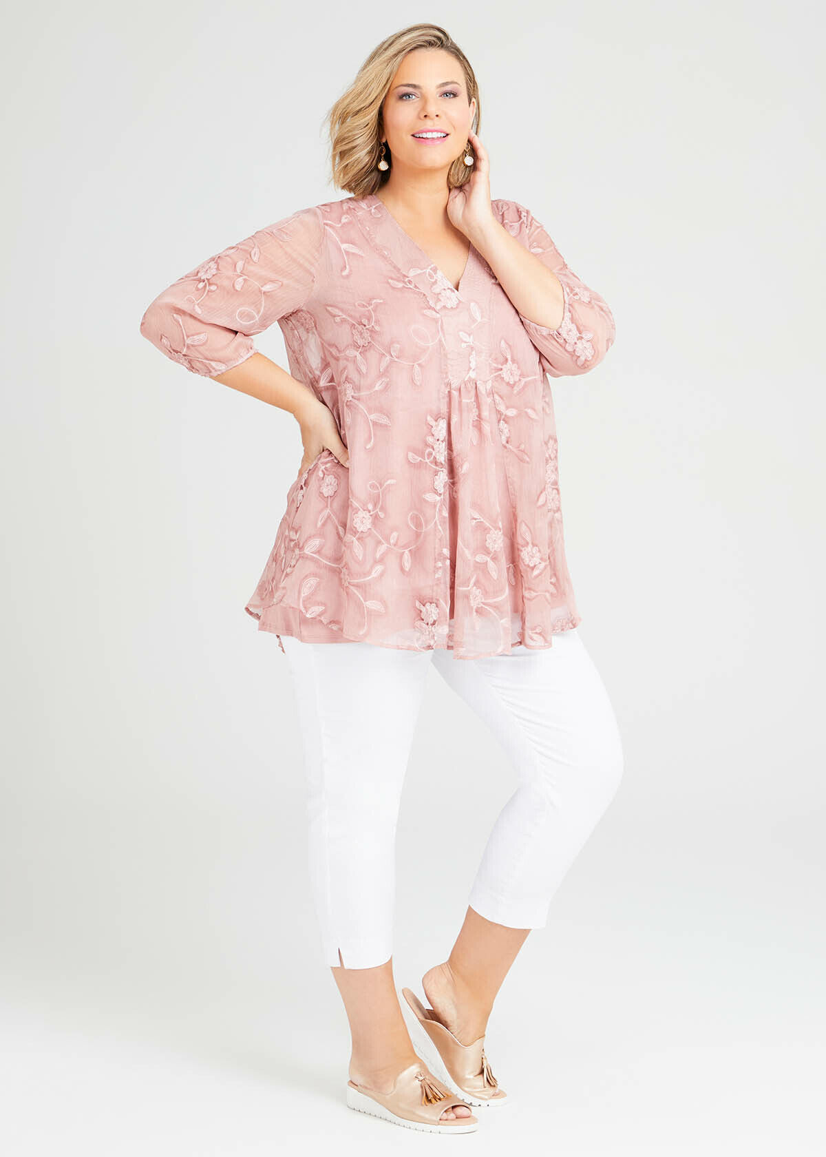 Shop Sunray Embroidered Chiffon Tunic 