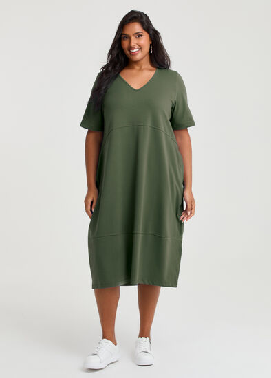 Plus Size Cotton Talia Short Sleeve V-neck Dress