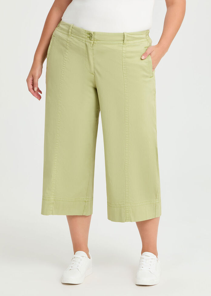 Lyocell Wide Leg Crop Pant, , hi-res