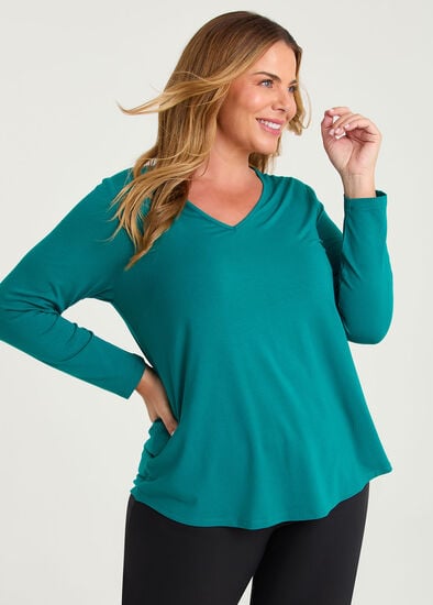 Plus Size Natural Everyday V-neck Long Sleeve Top
