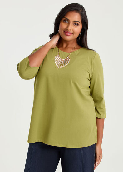 Plus Size Good Earth Australian Cotton 3/4 T-Shirt