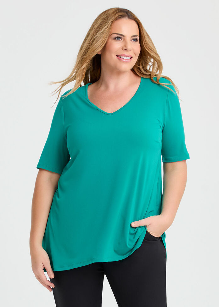 Strive V Neck Short Sleeve Top, , hi-res
