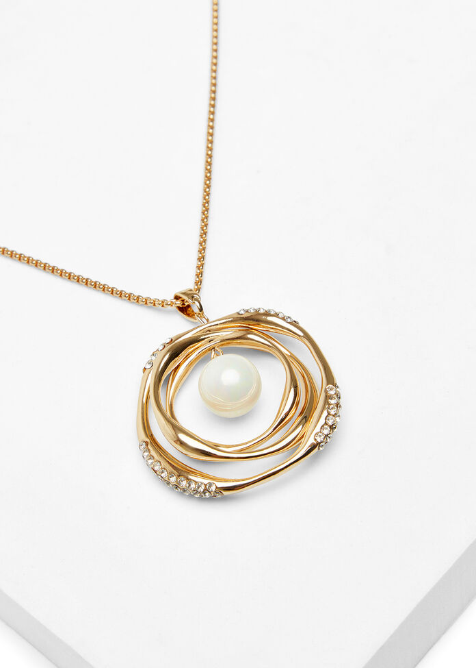 Long Pearl Gong Necklace, , hi-res