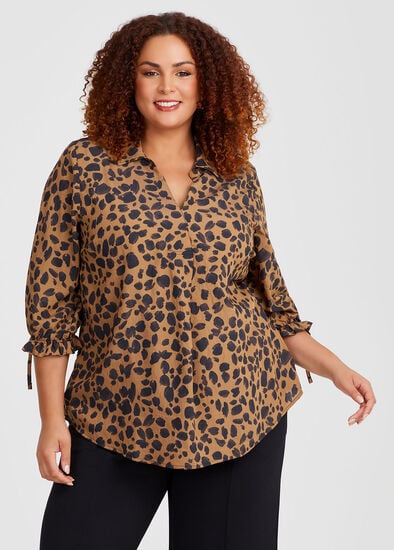 Plus Size Natural Abstract Animal Top