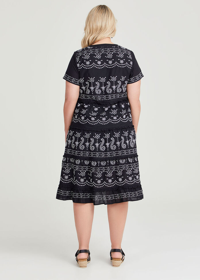 Shop Plus Size Cotton Embroidery Dress in Black Taking Shape AU