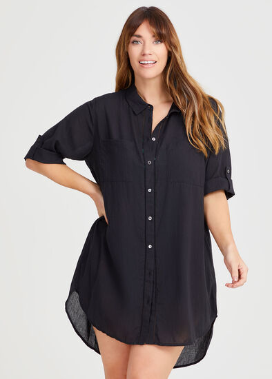 Plus Size Cotton Trim Detail Cover-up