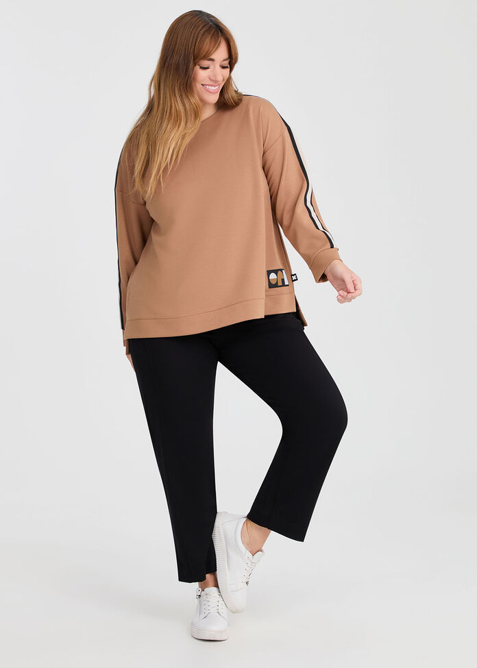 Natural Adessa Stripe Detail Top, HONEY, hi-res