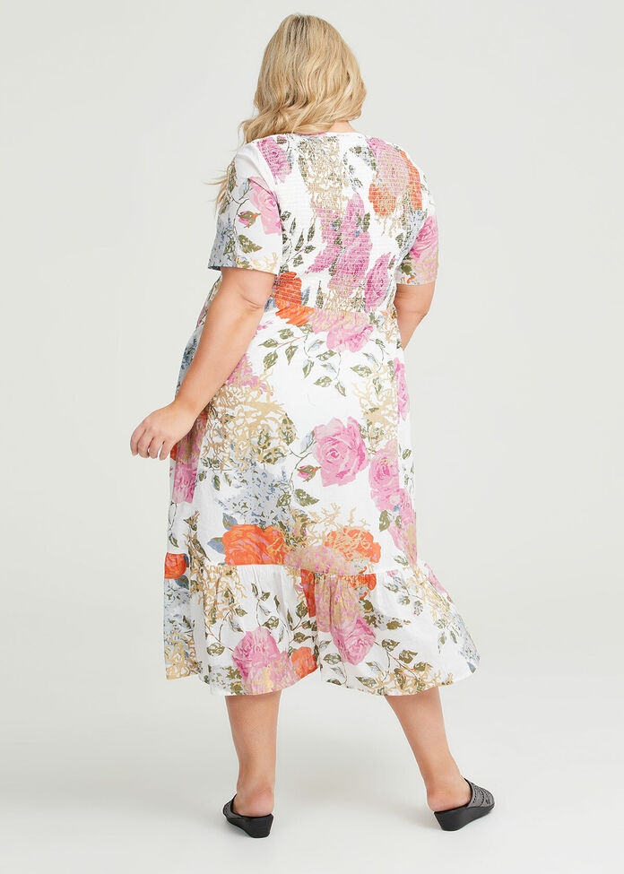 Shop Plus Size Shirred Cotton Foil Maxi Dress in Multi | Taking Shape AU