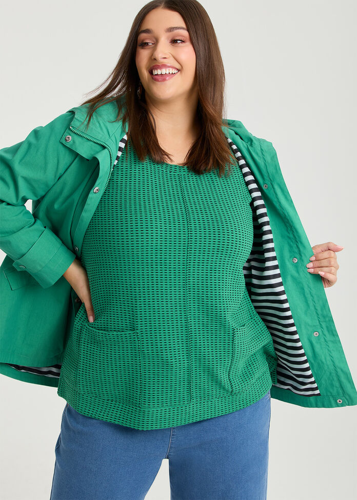 Hooded Stripe Lined Jacket, , hi-res