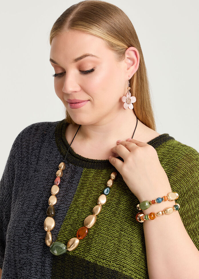 Beaded Autumn Long Necklace, , hi-res