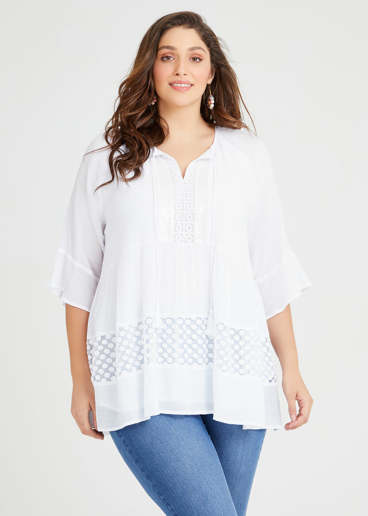 Plus size white lace top hotsell