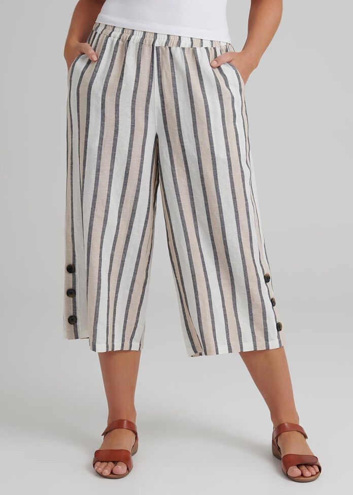 Stripe Linen Crop Pant, , hi-res