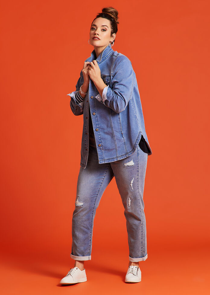 Shop Plus Size Cotton Ripped Boyfriend Jean, Blue Taking Shape AU