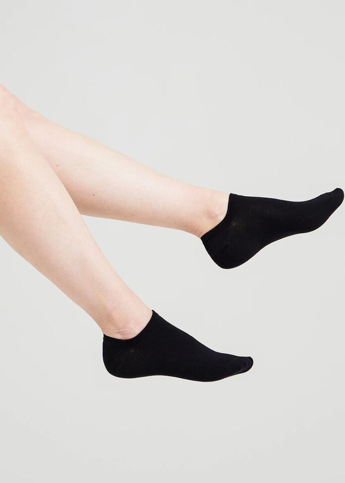 5 Pack Black Bamboo Ankle Socks, , hi-res