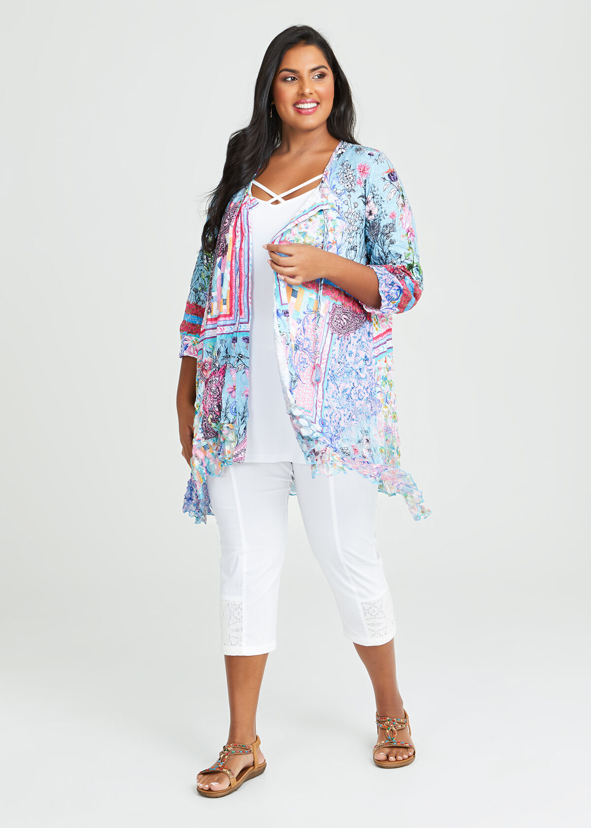 Shop Plus Size Deja Blue Cardigan in Multi Sizes 12 30 Taking