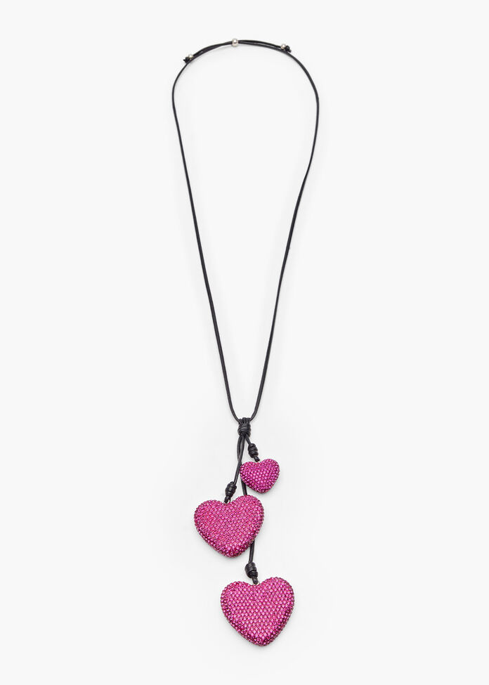 3 Diamonte Heart Necklace, , hi-res