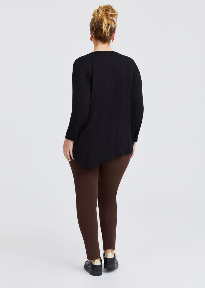 Shop Plus Size Natural Asymmetrical Rib Top, Black | Taking Shape NZ