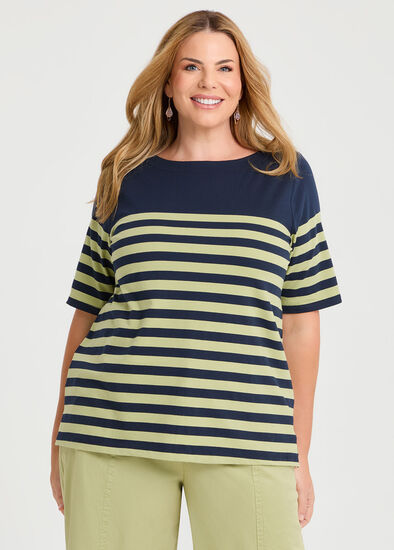 Plus Size Cotton Breton Stripe Top
