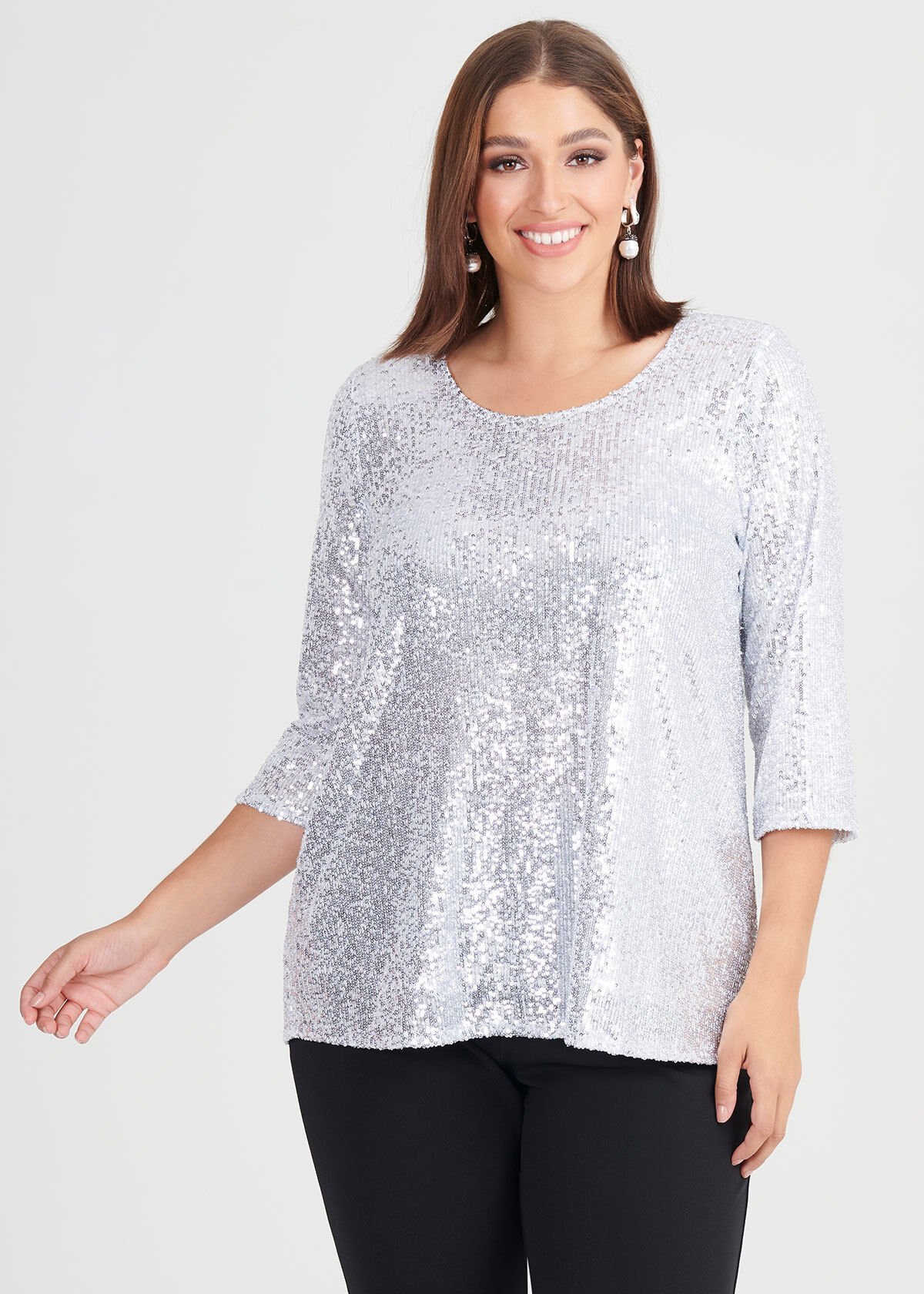 Shop Plus Size Argent Sequin Top in Black Taking Shape AU