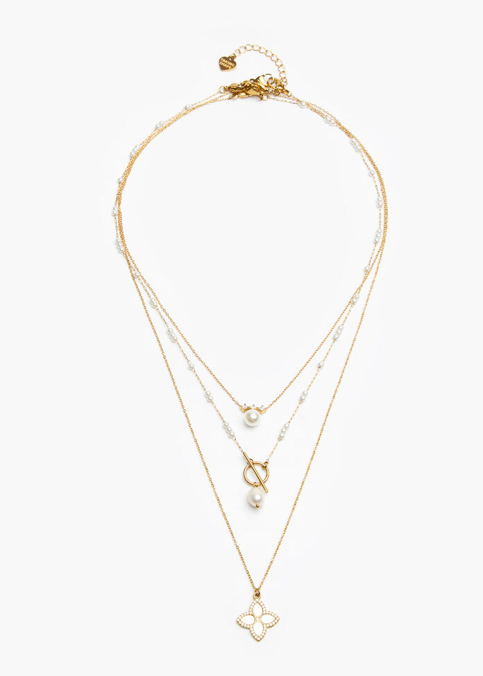 Gold Clover Multi Wear Necklace, , hi-res