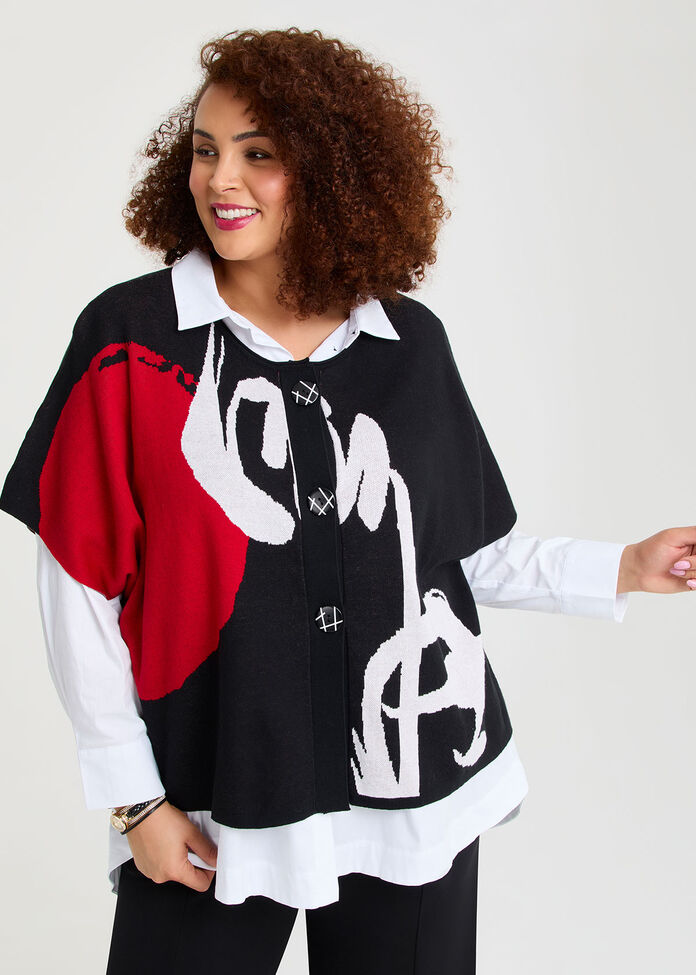 Jacquard Knit Cotton Cardigan, , hi-res