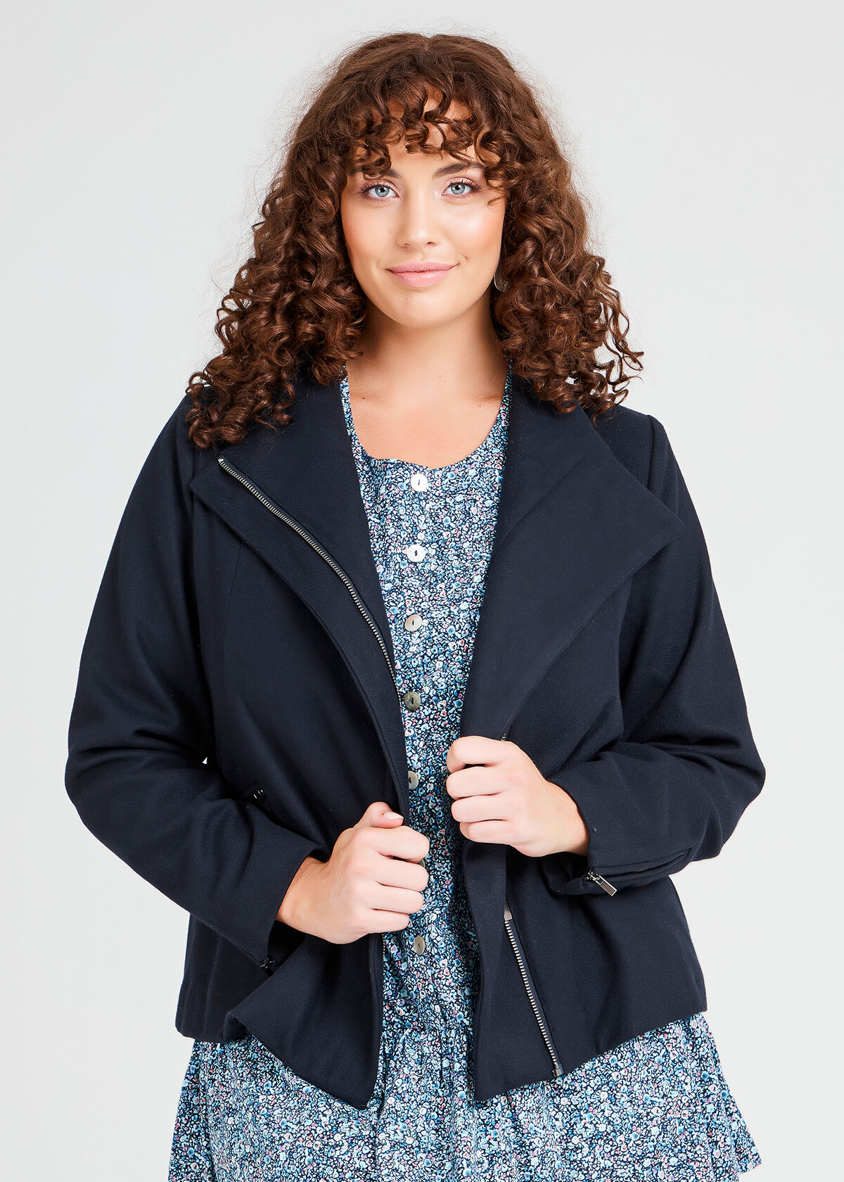 Plus size navy jacket top