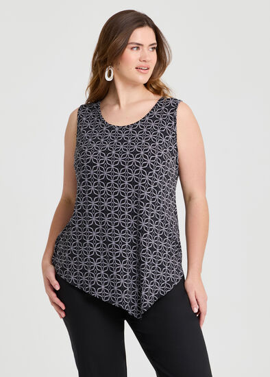 Plus Size Printed Mix Media Tank
