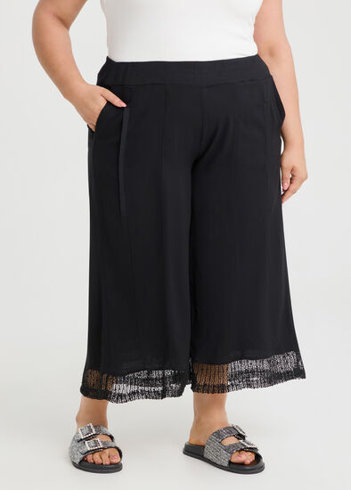 Plus Size Petite Mesh Trim Natural Pant