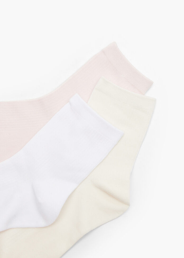 3 Pack Cotton Ribbed Socks, , hi-res