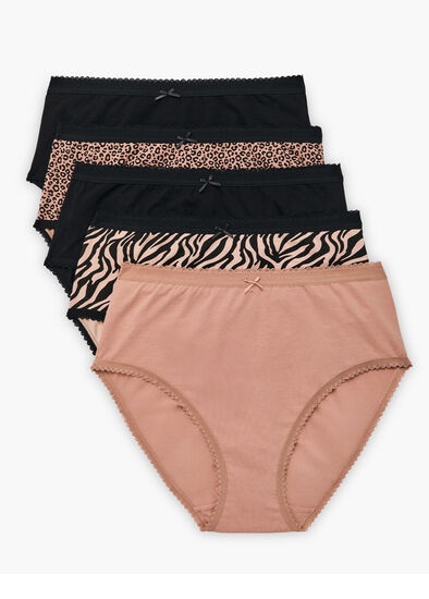 Plus Size 5 Pack Cotton Animal Briefs