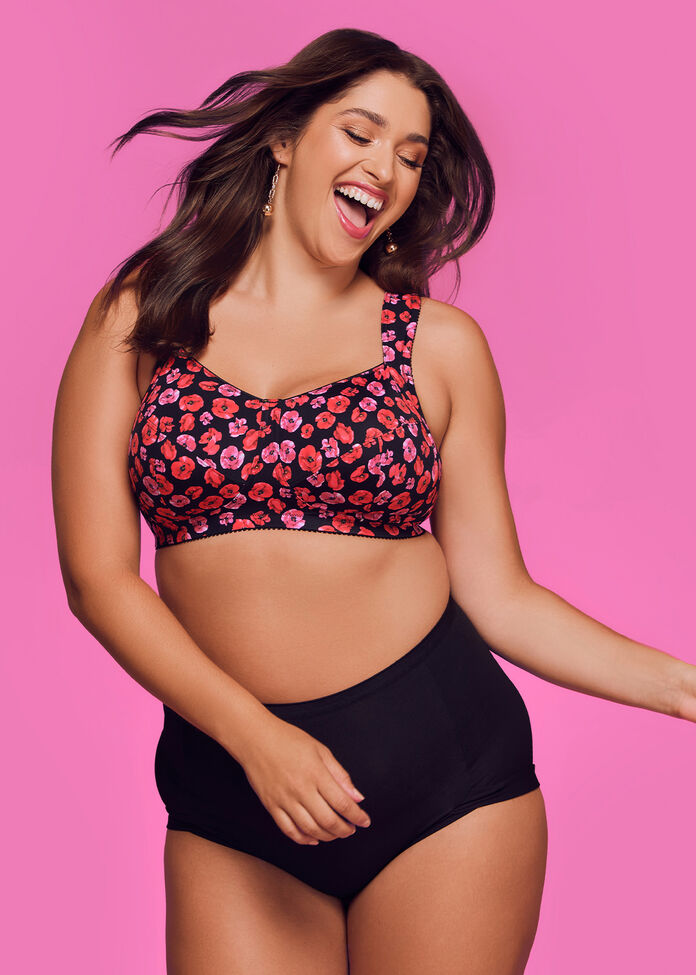 Wirefree Smooth Support Bra, POPPY PRINT, hi-res