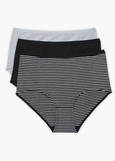 Plus Size 3 Pack Cotton Basic Full Briefs
