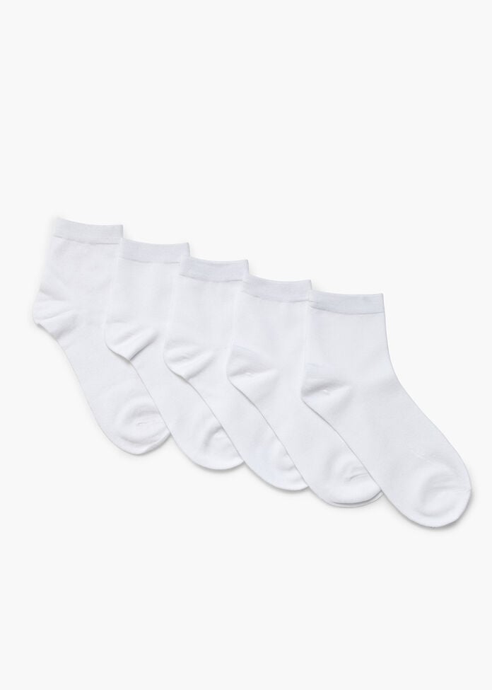 5 Pack White Bamboo Socks, , hi-res