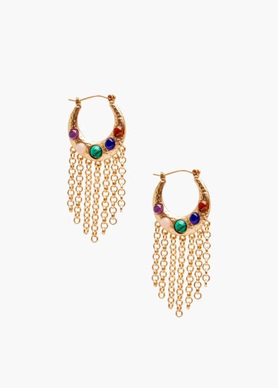 Plus Size Natural Gems Hoop Earrings