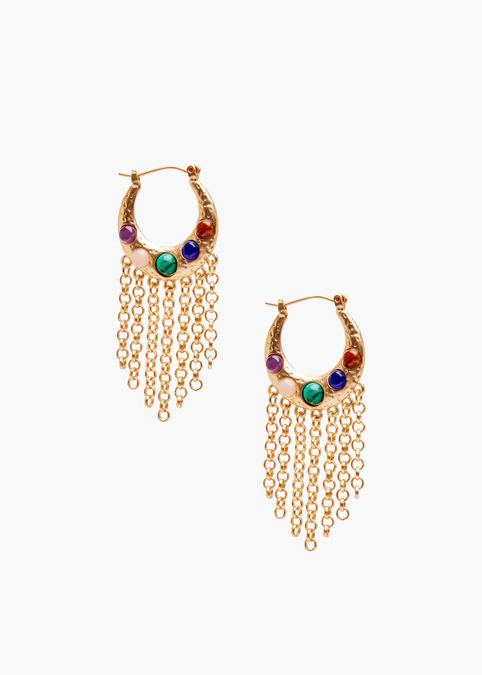 Natural Gems Hoop Earrings, , hi-res