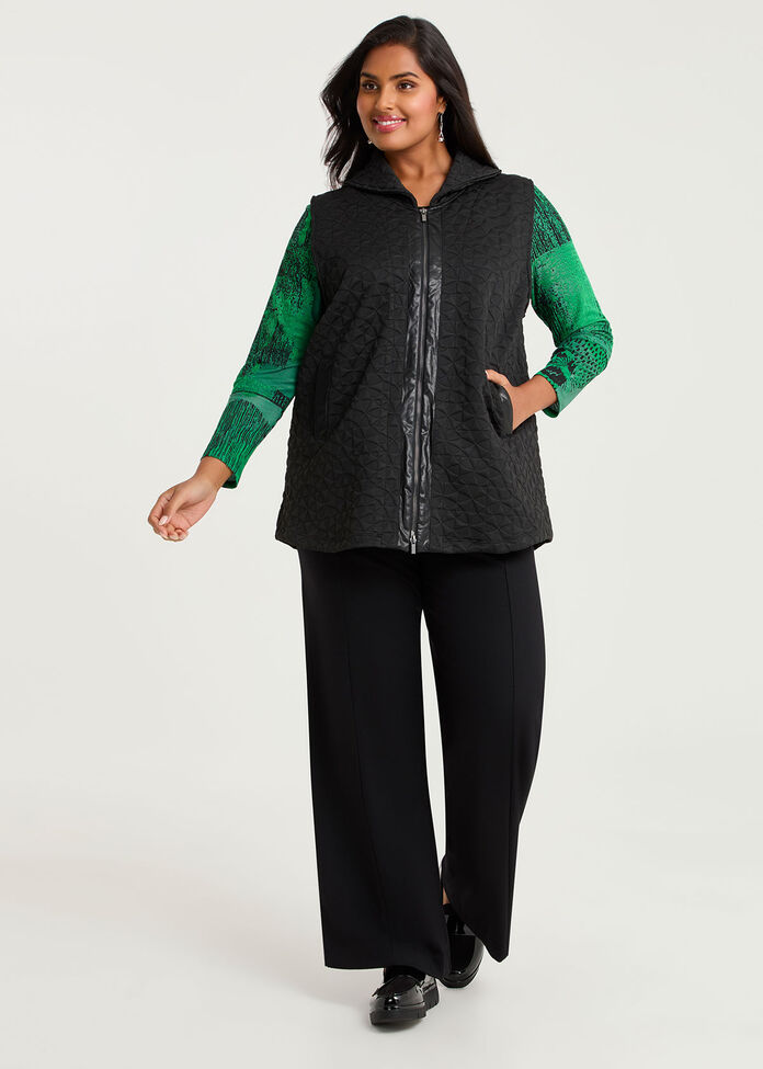 Jacquard Knit Zip Front Vest, , hi-res