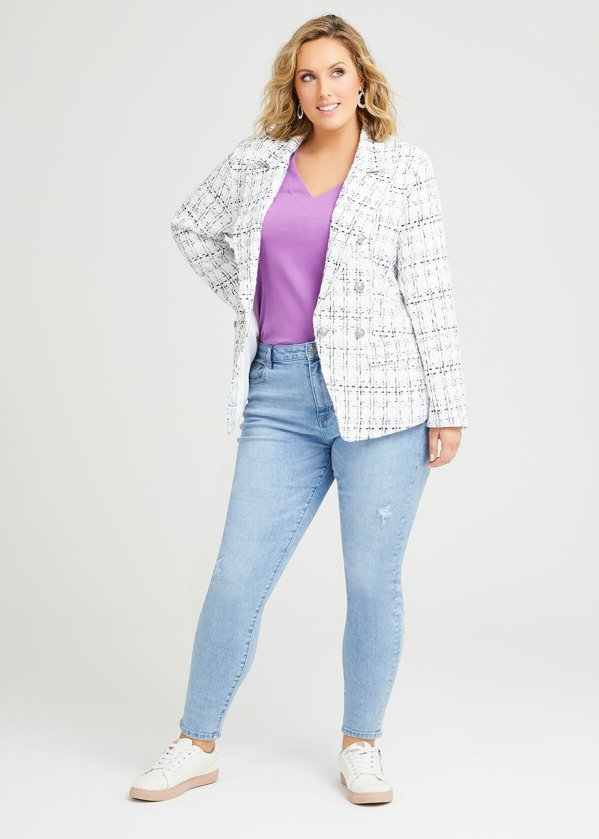 Plus size hot sale boucle jacket