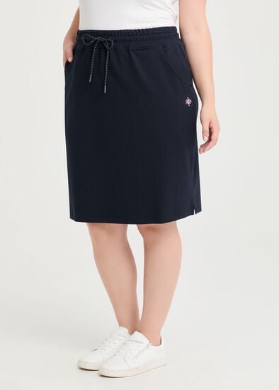 Plus Size Cotton Seam Drawstring Skirt