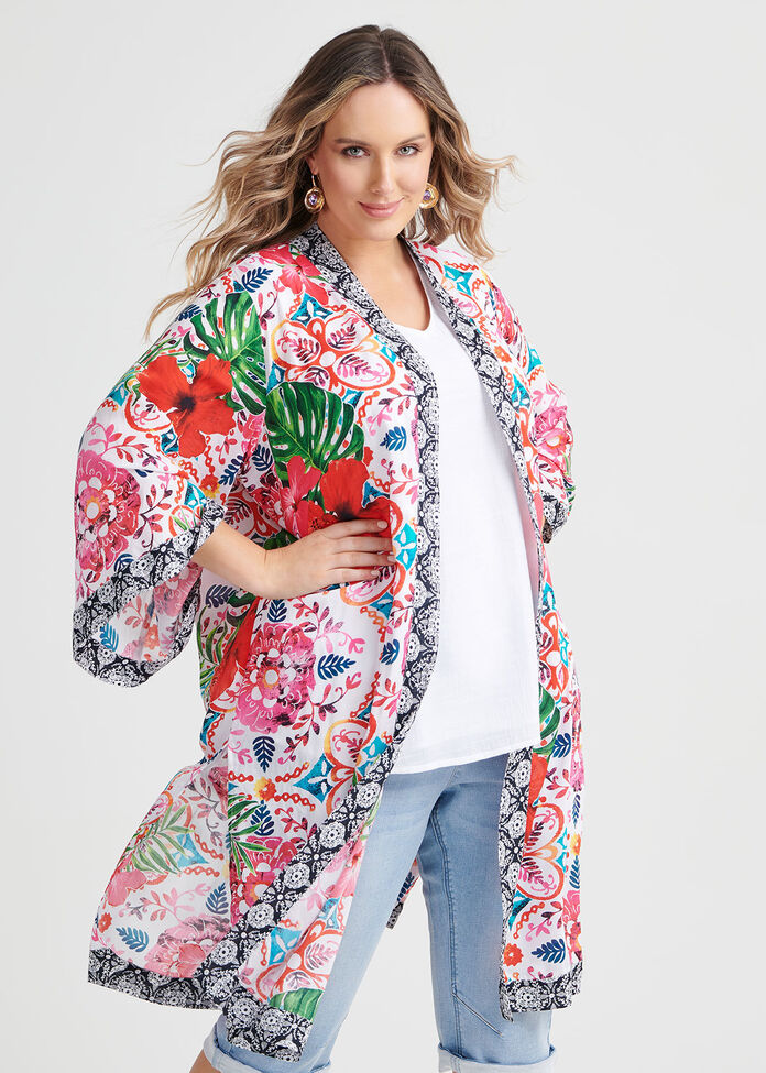 Shop Plus Size Natural Boho Kimono in Print | Taking Shape AU