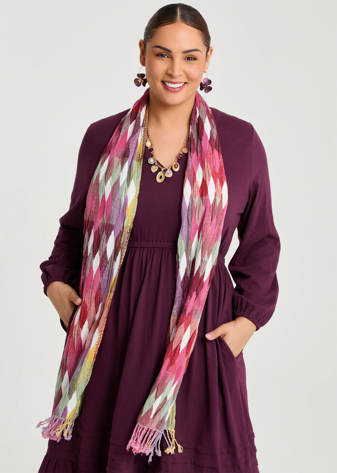 Bright Shirred Multi Patch Scarf, , hi-res