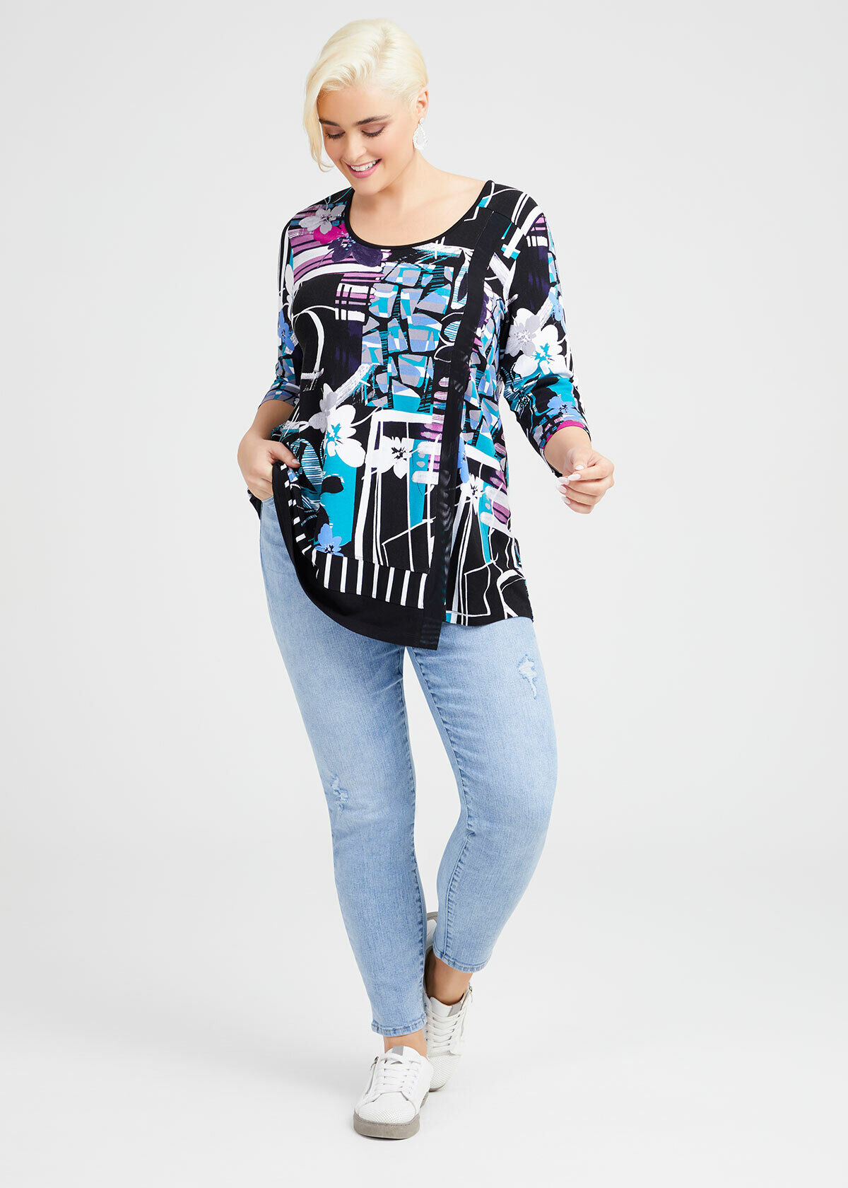 Shop Natural Forget Me Not Top in Print 