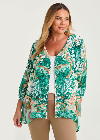 Plus Size Baroque Natural Button Top
