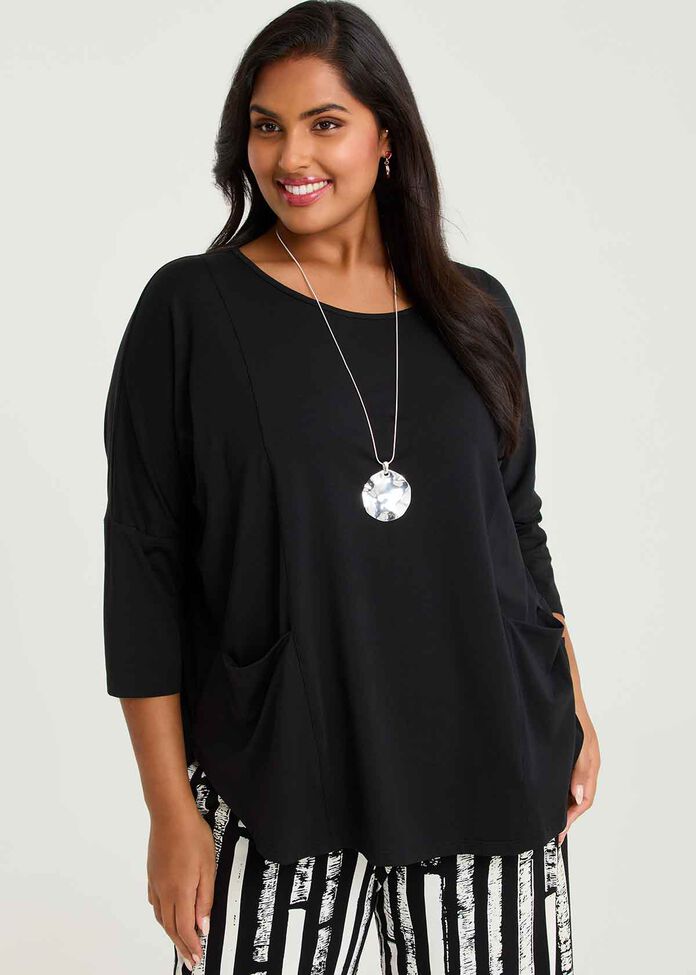 Pima Cotton Traveller 3/4 Slv Top, , hi-res