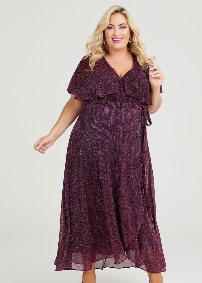 Shop Plus Size Livia Shimmer Wrap Maxi Dress in Red | Taking Shape AU