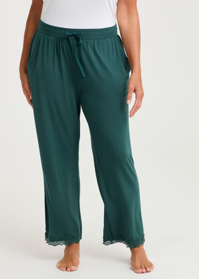 Modal Lace Trim Pyjama Pant, , hi-res